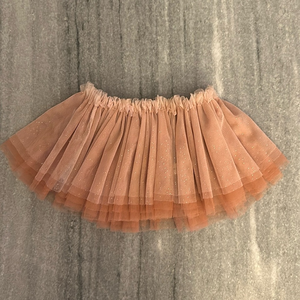 oh baby! Frill Tutu Champagne Over Dark Blush Tulle Tutu Skirt (12-24 mons)
